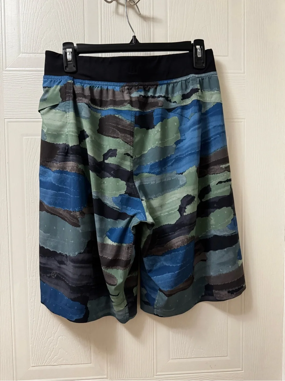 lululemon athletica Blue & Green Camo Swim Board Shorts